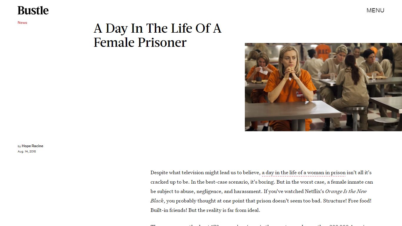 A Day In The Life Of A Female Prisoner - Bustle