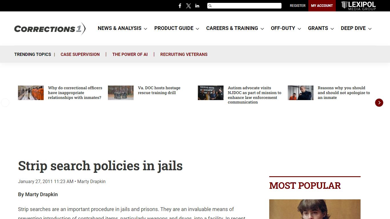 Strip search policies in jails - Corrections1